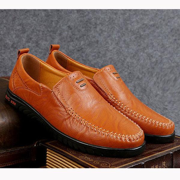 Spring Breathable Men's Leather Shoes Casual All-match Slip-on  Flat Shoes Comfortable Breathable Moccasins Driving Shoes