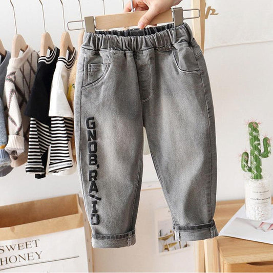 Children's Pants Summer Thin Jeans Korean Print Letter Loose Boy Girl Jeans Leggings Casual Pants