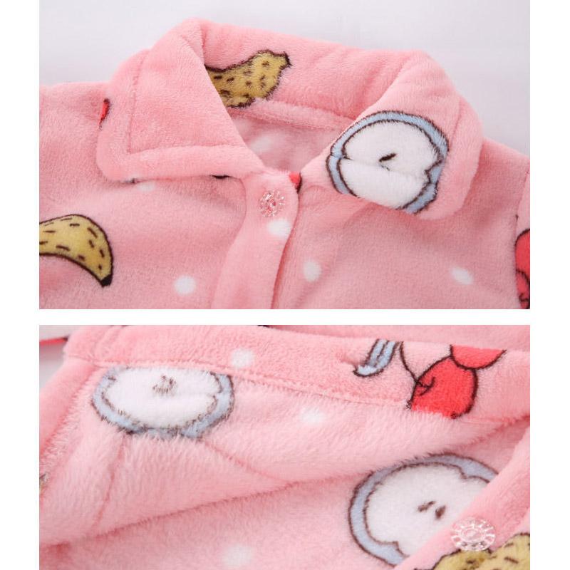 Autumn and Winter Children's Pajamas Thickened Flannel Boys and Girls Baby Children's Home Clothes Set Coral Velvet Children