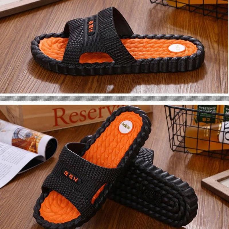 Korean Style Clearance Men's Slippers Summer Home Indoor Massage Leisure Sandals and Slippers Deodorant Non-slip Men's Outer Wear Tide Shoes