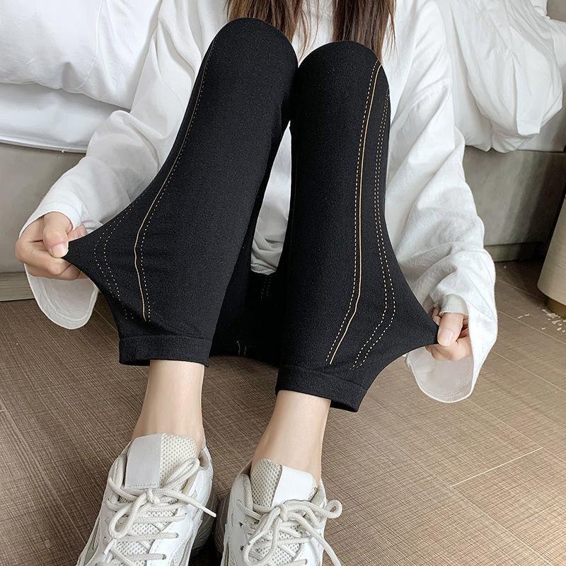 Autumn and Winter Modal High-waist Leggings Women Wear Slim Slimming All-match High-stretch Printing Feet Trousers Women