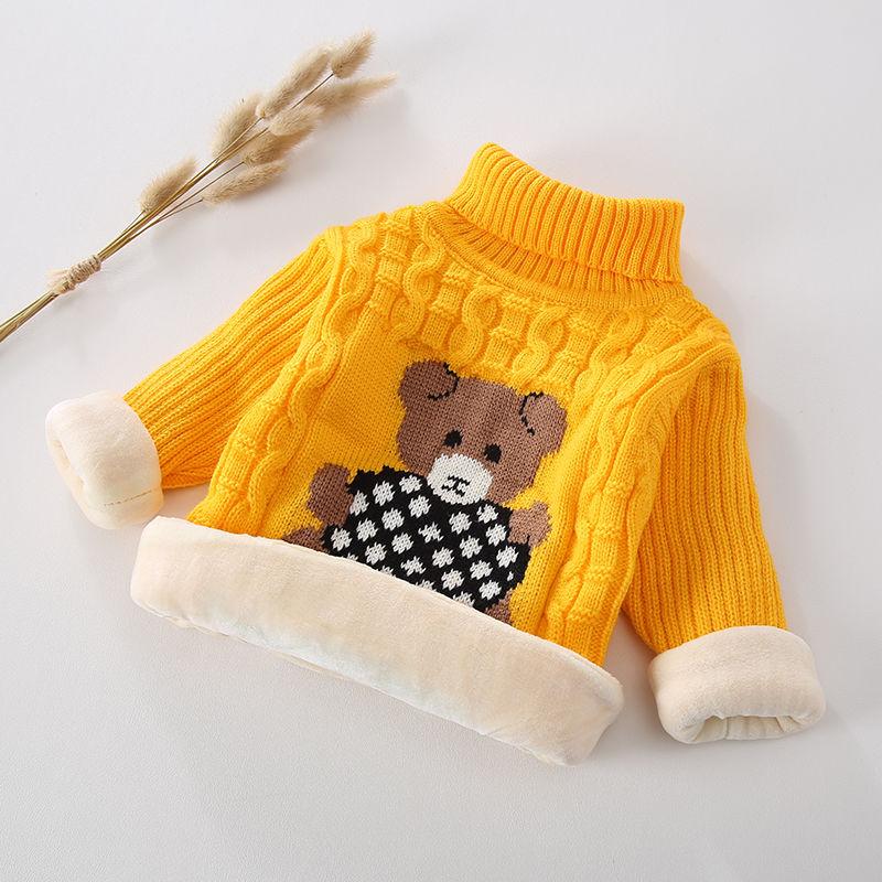 Children's Sweater Autumn and Winter Children's Clothing Plus Velvet Warm Knit Sweater Boys and Girls Sweater Pullover Bottoming Shirt