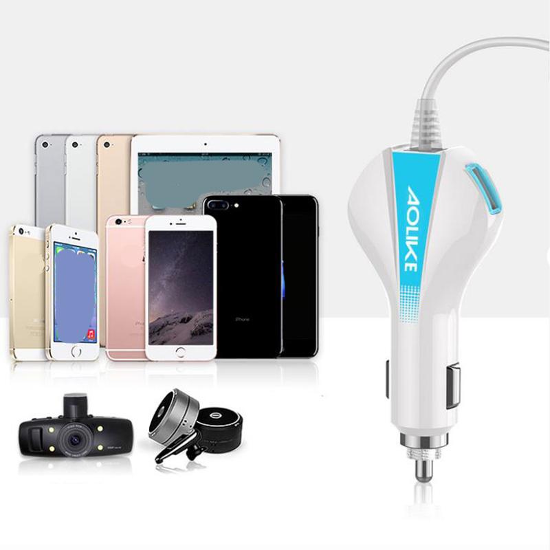 4.1A Fast Charge Car Charger 3-in-1 Flexible Data Cable Cigarette Lighter Head Power Converter