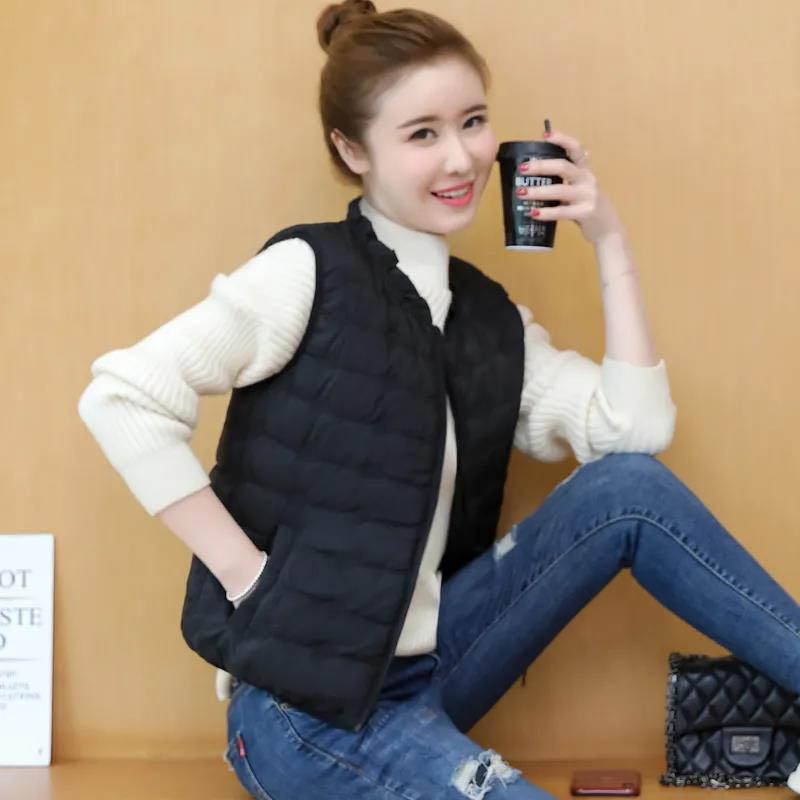 Women's Down Cotton Waistcoat Short Lightweight Thin Autumn and Winter Waistcoat Waistcoat Jacket