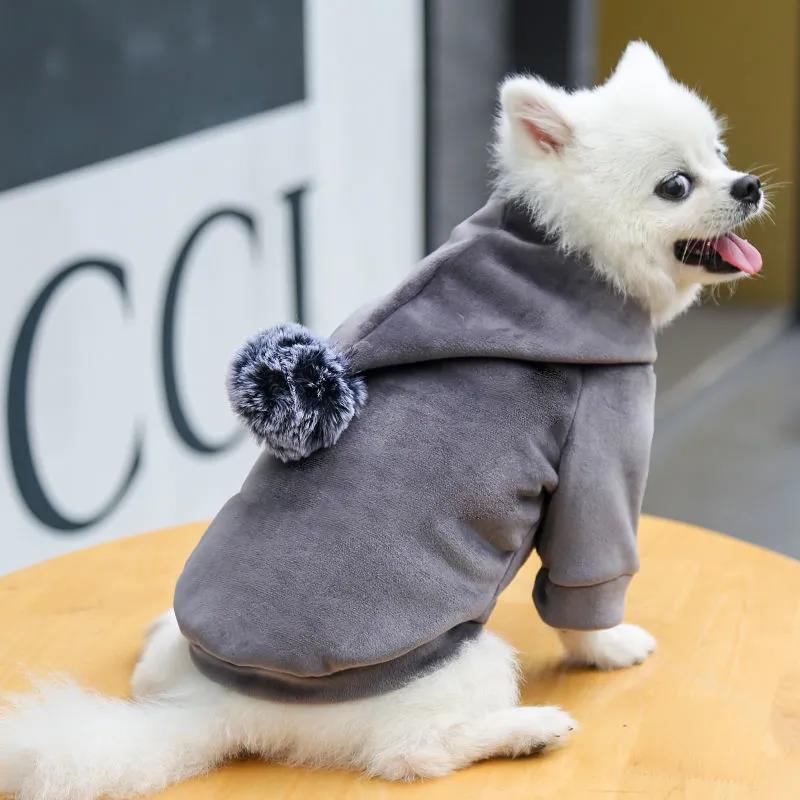 Dog's Warm Jackets Coats Hooded Winter Clothing Cat Hoodies Rompers Two-legged Clothes for Puppy Cats Soft Cotton Jumpsuits with Cap