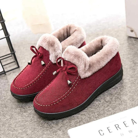 Winter Cotton Shoes Ladies Thick Warm Cotton Shoes Flat Bottom Plus Velvet Mother Shoes Plus Velvet Cotton Boots A Pedal Lazy Shoes