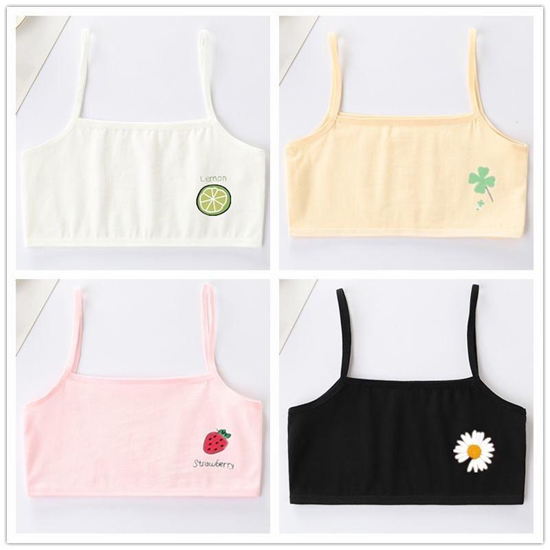 4 Pieces of 8-17 Years Old Girl Bras Girls Children's Cotton Underwear Primary School Students Tube Top