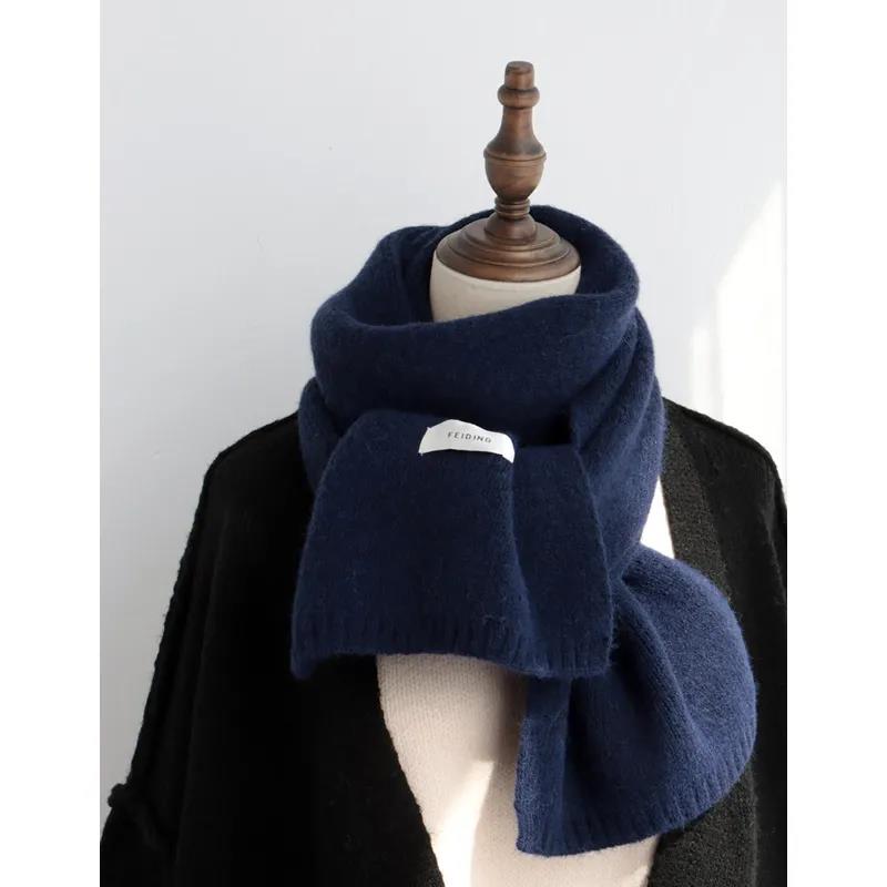 Winter Korean Version of Solid Color Scarf Knitted Wool Small Scarf Student Wild Couple Scarf