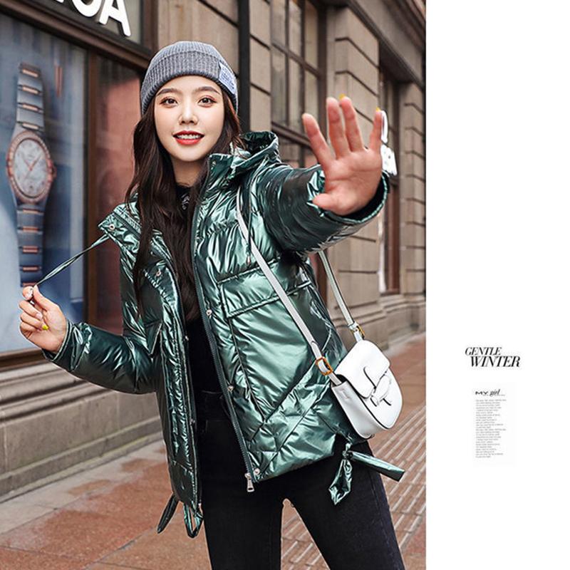 Winter Fashion Women's Cotton-padded Jacket Outdoor Thick Warmth Down Padded Jacket Loose and Short Shiny Zipper Jacket Women Winter Clothes