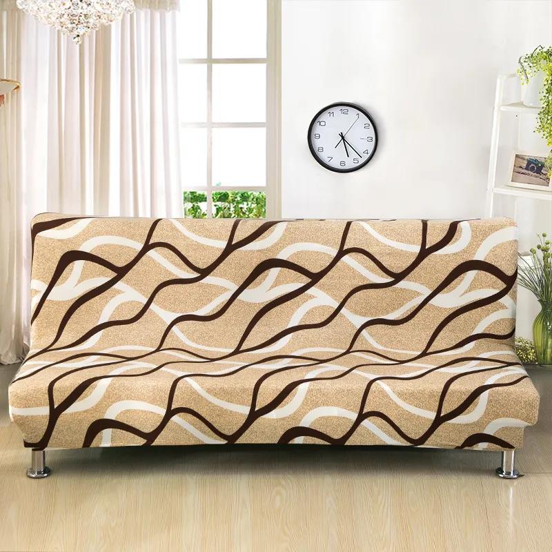 Armless Sofa Cover Stretchable Sofa Cover Printed Folding Sofa Bed Cover Tight Wrap Elastic Slipcover Couch Cover