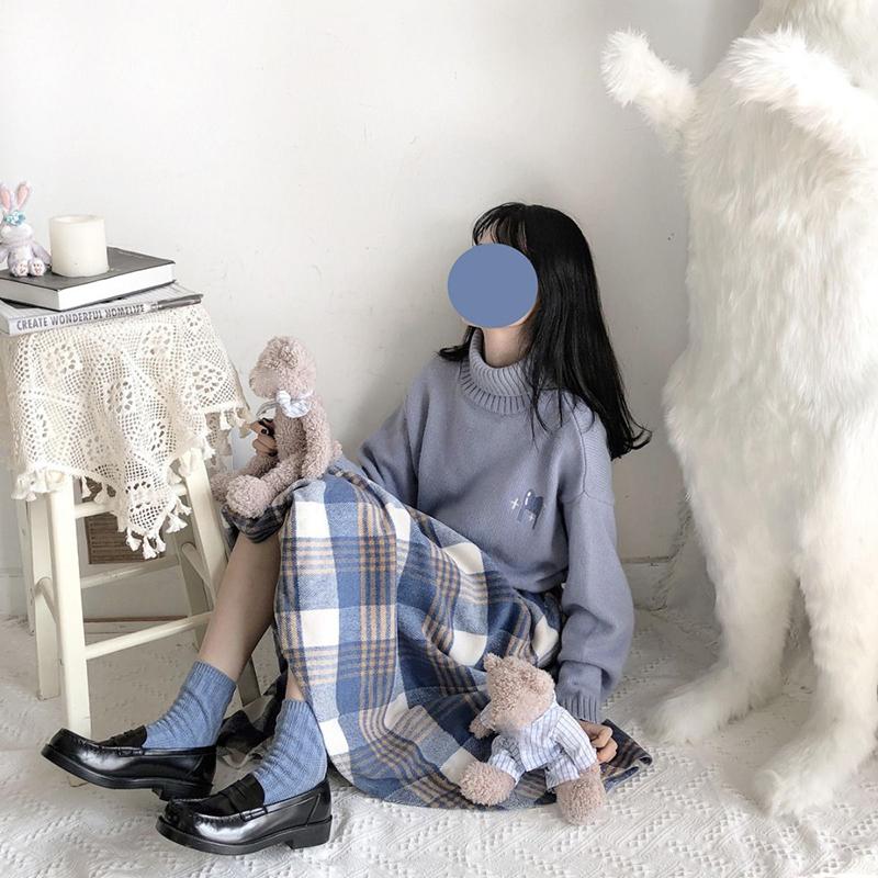 Warm Suit Autumn and Winter Knitted Sweater Women Loose Two-piece Woolen Mid-length Skirt Women Sweet and Cute