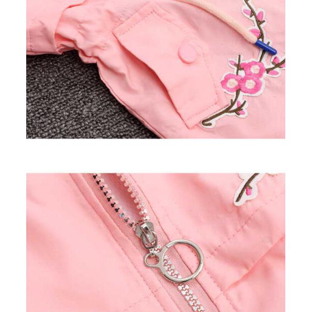 Outerwear Autumn Winter Fashion Baby Girls Cartoon Flower Embroidery Hooded Kid's Coat Jacket