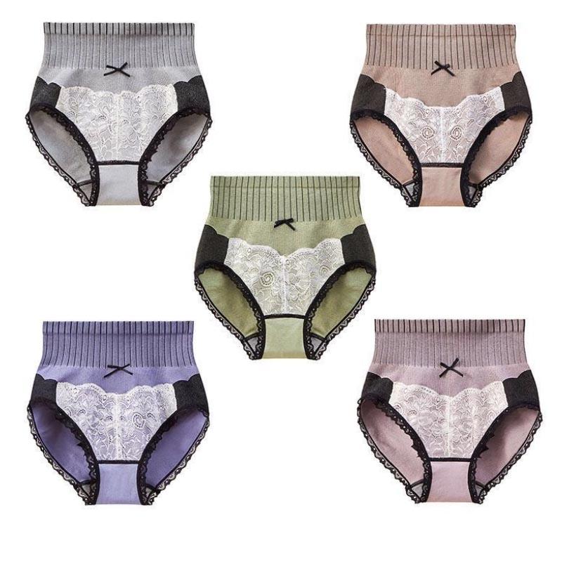 5-pack of Women's Abdomen Briefs, Shaping Panties, Graphene Antibacterial Mid-waist Panties