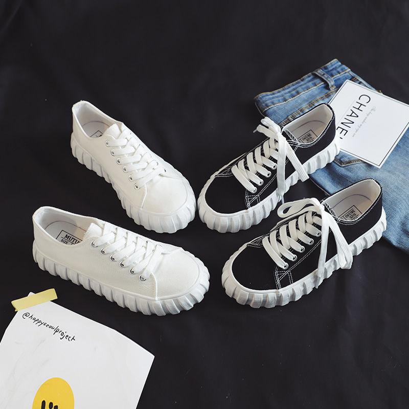 Korean Version of The Trend of All-match Canvas Shoes Women's Spring Casual Shoes Low-cut Student White Shoes