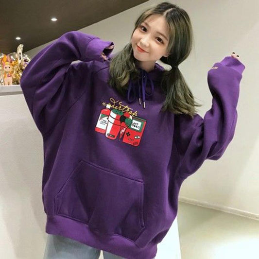 Warm Hooded Tops Autumn and Winter Sweater Cotton Women's Sweatshirt Wild Large Size Long Sleeve