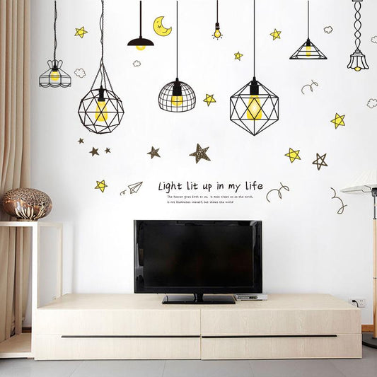 wire frame chandelier wall sticker third generation removable wall sticker PVC transparent film