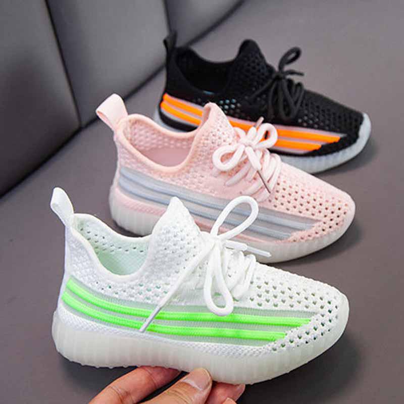 26-37 Child Fluorescence Sneakers Kids Mesh Breathable Non-slip Shockproof Basketball Shoes Lightweight Running Shoes Comfortable Deodorant Girl Shoes