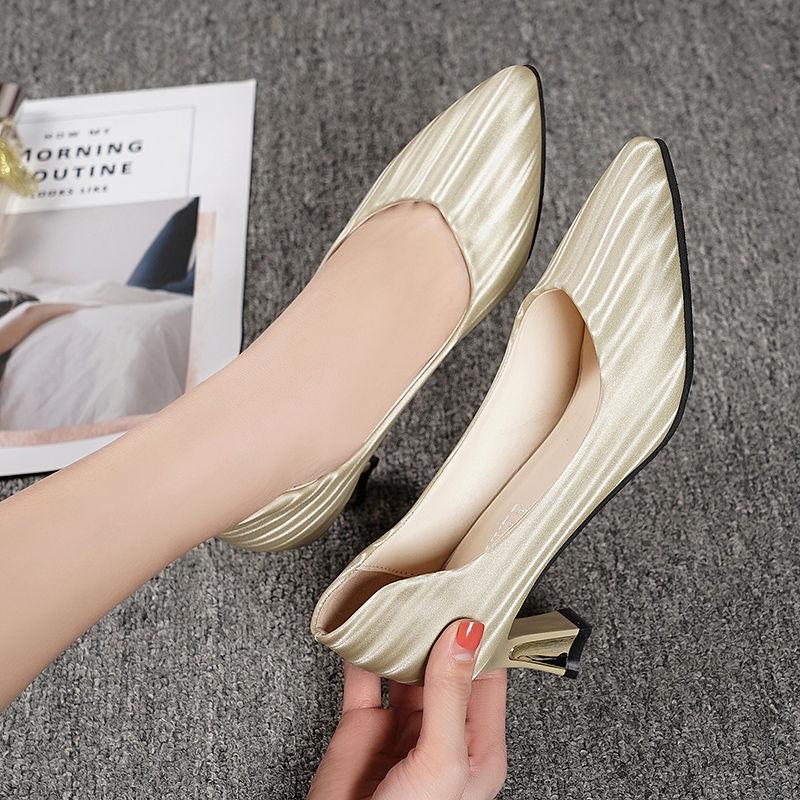 Spring All-match Black High-heeled Shoes Female Professional Stiletto Single Shoes Female Pointed Shallow Mouth Women's Shoes