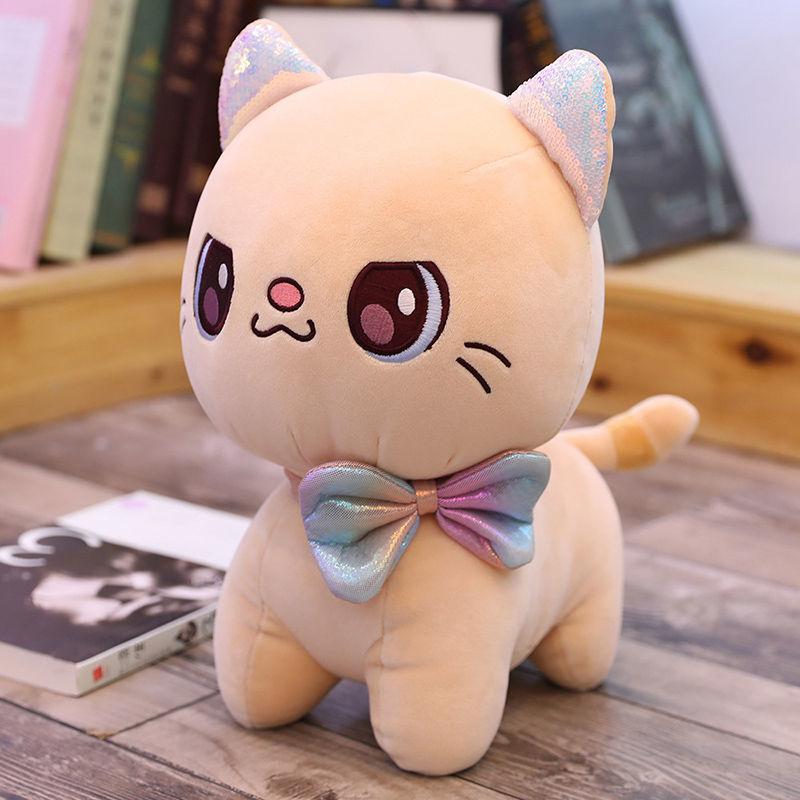 Children's Plush Toys Cute Cat with Bow Plush Dolls Toys Lovely Gift Stuffed Soft Girl Doll Cushion Sofa Pillow Gifts Xmas Gift Party Decor