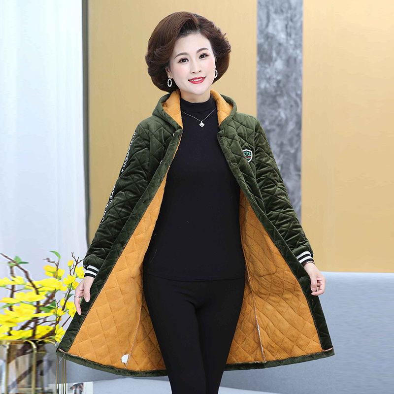 2021 Winter Three-layer Plus Velvet Plus Cotton Overalls Long-sleeved Cotton-padded Jacket Women's Plus Size Jacket Overalls Mid-length Warm Top