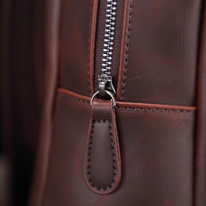 Men vintage leather Backpack multi-functional Business Travel Notebook Laptop Backpack Shoulders Bag