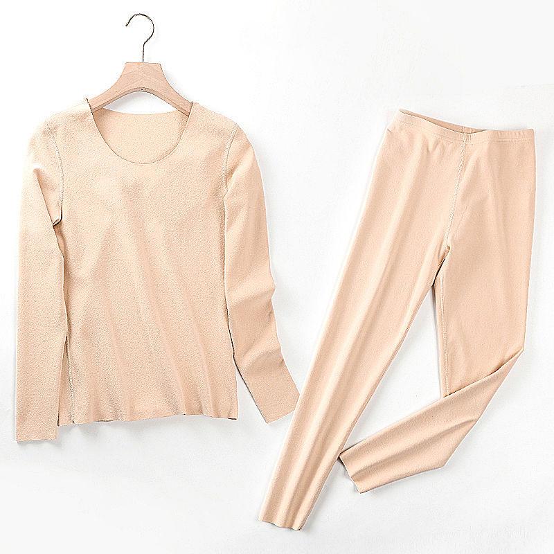 Women Warm Winter Autumn Clothes Thermal Underwear O-neck Tight Suit Thicken Windproof Comfortable Soft Lining Long Sleeve High Elasticity Slim