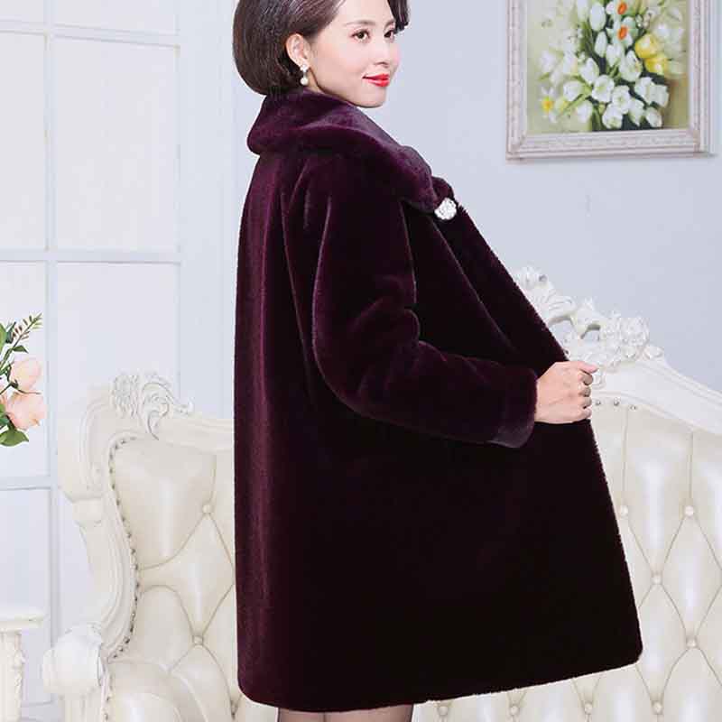 Middle-aged and Elderly Mink Fleece Top Loose Thickened Cotton Coat Fur Coat