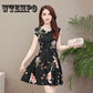 Summer Korean Chiffon Women Dress Elegant Ladies Vintage Short  Dress Boho Floral