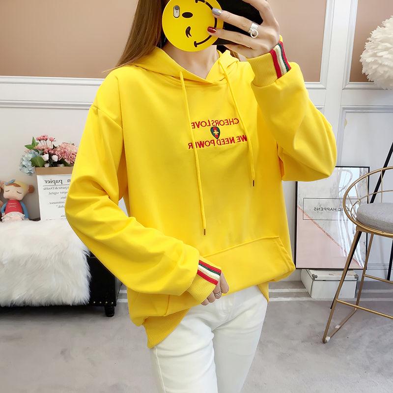 Spring and Autumn Sweater Cotton Women's Sweatshirt Wild Large Size Long Sleeve Warm Hooded Tops