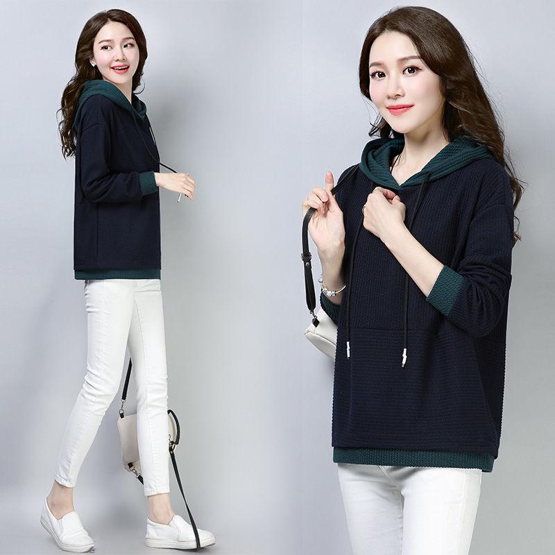 Long sleeve warm hooded Top Spring and autumn sweater cotton women Sweatshirt wild large size