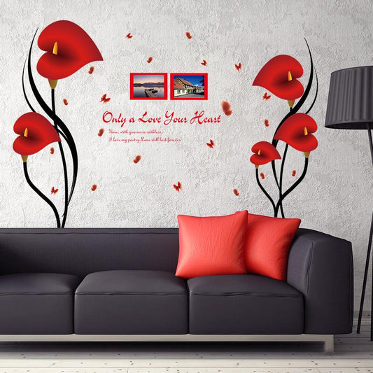 Romantic morning glory bedroom living room porch TV background wall decorative wall stickers