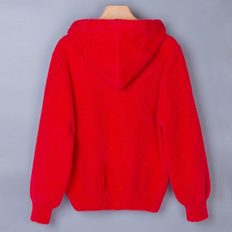 Hooded Solid Color Slim-fit Jacket Autumn and Winter Style Korean Casual Long-sleeved Sweater