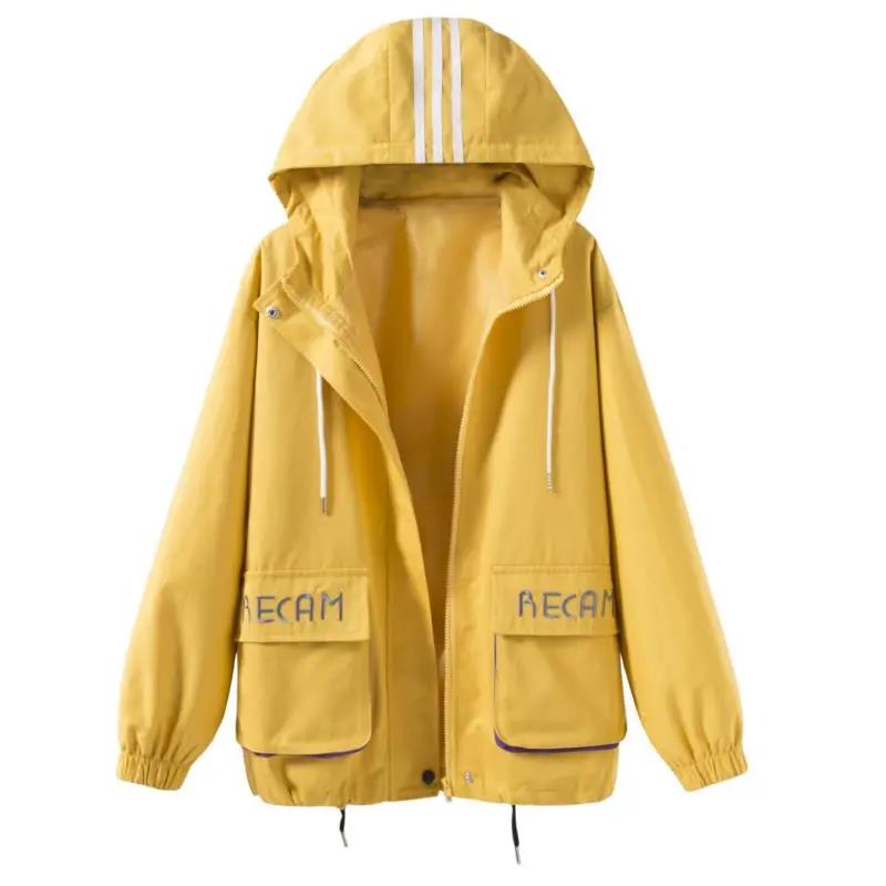 Spring Autumn Women Jacket Hooded Cartoon Print Outwear Women Loose Coat Female Windbreaker Tops