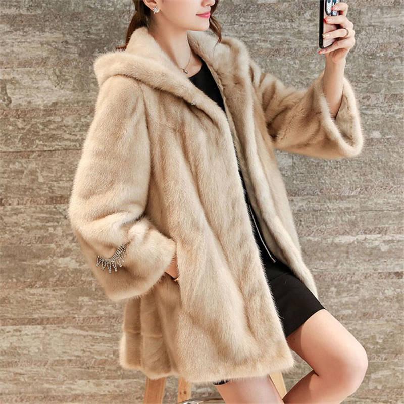 Fur Coat Woman Fashion Teddy Coat Winter Thicken Warm Jackets Lady Faux Fur Outwear Long Hooded Coat