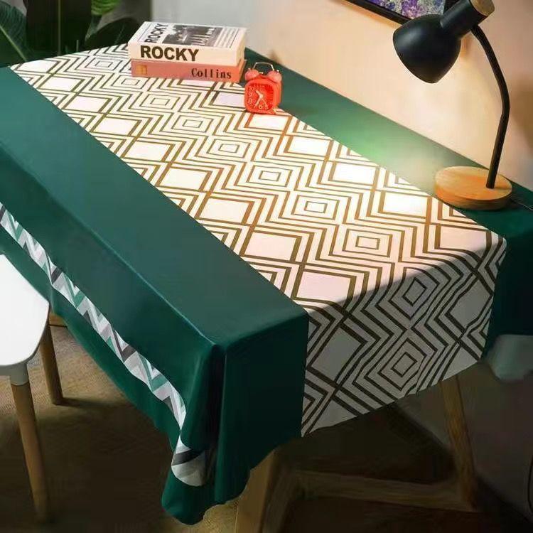 Tablecloth Waterproof Oil-proof Wash-free and Anti-scald Rectangular Table Tea Table Cloth Desk Mat PVC Rectangular Home Table Mat