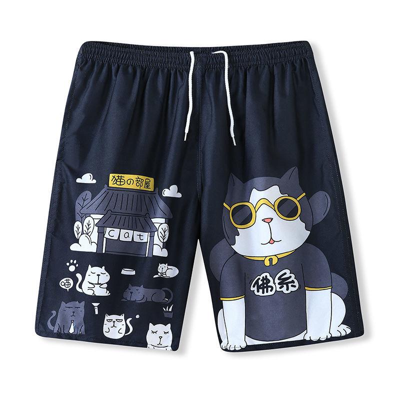 Summer New Casual Home Printing Beach Pants Men's Shorts Five-point Pants Loose Large Size Seaside Quick-drying Pants