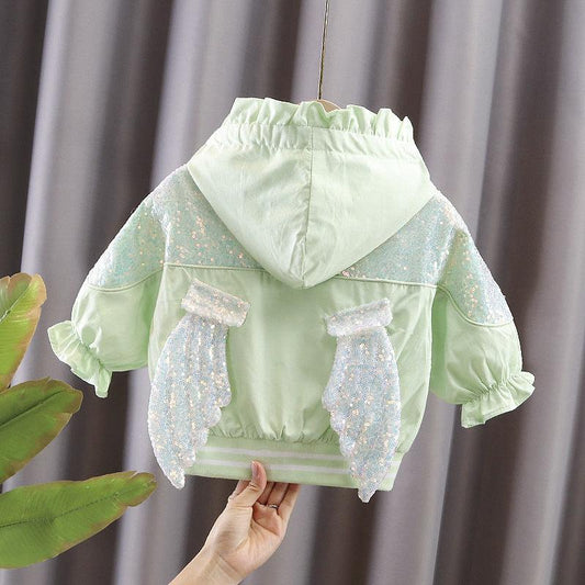 Girls' Autumn Jacket 2021 Little Wings Jacket Middle and Small Children Spring and Autumn Children's Clothes