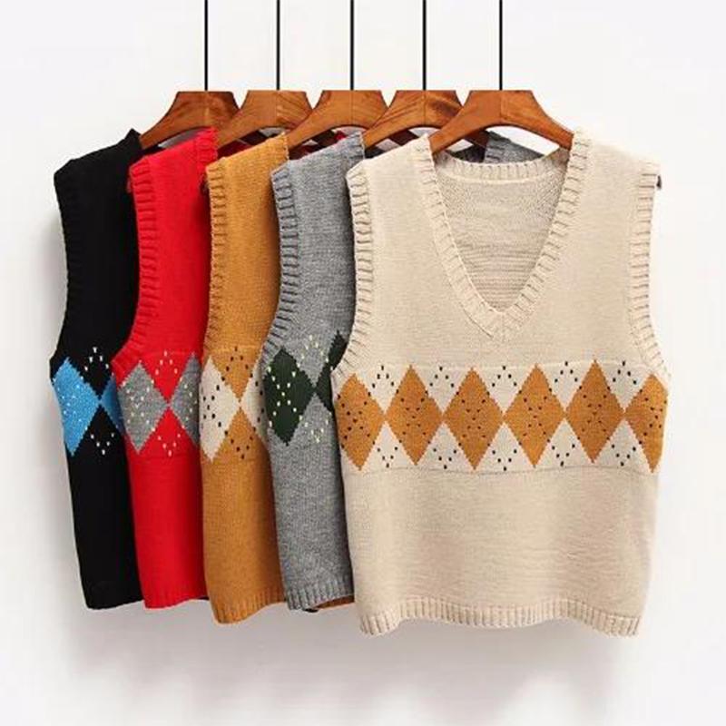 2021 Spring and Autumn Korean Version Loose Wild Student V-neck Sleeveless Sweater Vest Wool Vest Women