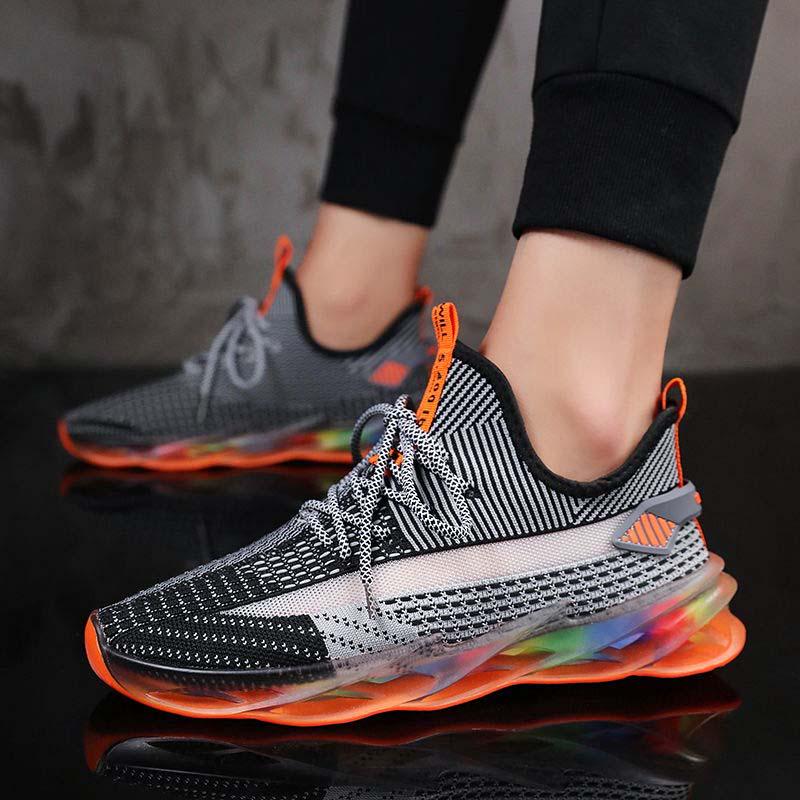 Plus Size 39-44 Men Flying Woven Mesh Sneakers Comfortable Breathable Running Basketball Shoes Shockproof Non-slip Blade Shoes