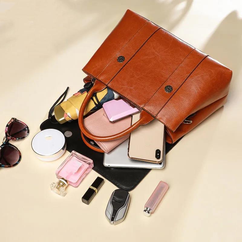 Women Luxury Top-Handle Bags PU Leather Handbags Large Capacity Personality European Style Crossbody Bag