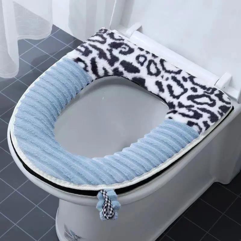 Toilet Four Seasons Universal Pad Washable Leopard Pattern Toilet Pad To Do Some Household Toilet Cover Gasket Zipper Type