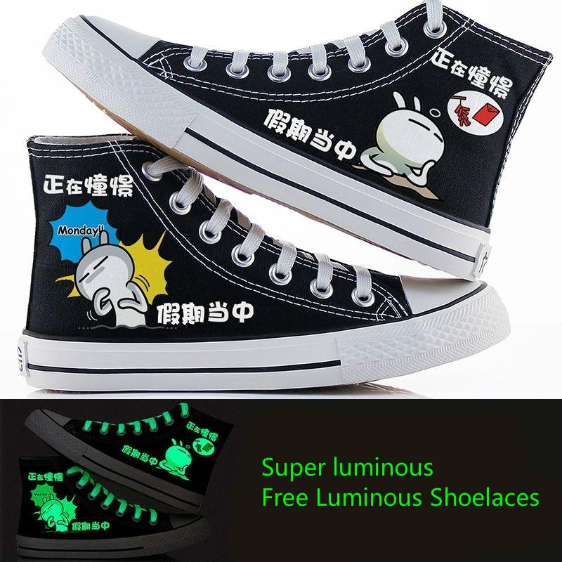 WTEMPO Fluorescent Breathable High-top Canvas Shoes for Men Women Students Board Shoes Couple Casual Shoes