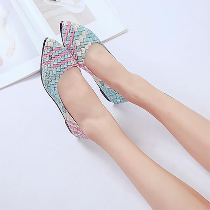 Shallow Shoes Women's Pointed Toe Flat Shoes Fashion Color Matching All-match Four Seasons Shoes Flat Heel Non-slip Shoes