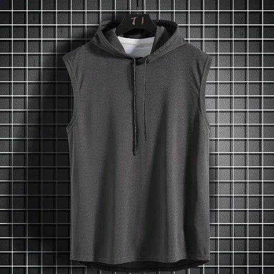 Vest Men's Trendy Brand Handsome Trend Sports Waistcoat Bottoming Shirt Hooded Loose Sweater Sleeveless T-shirt