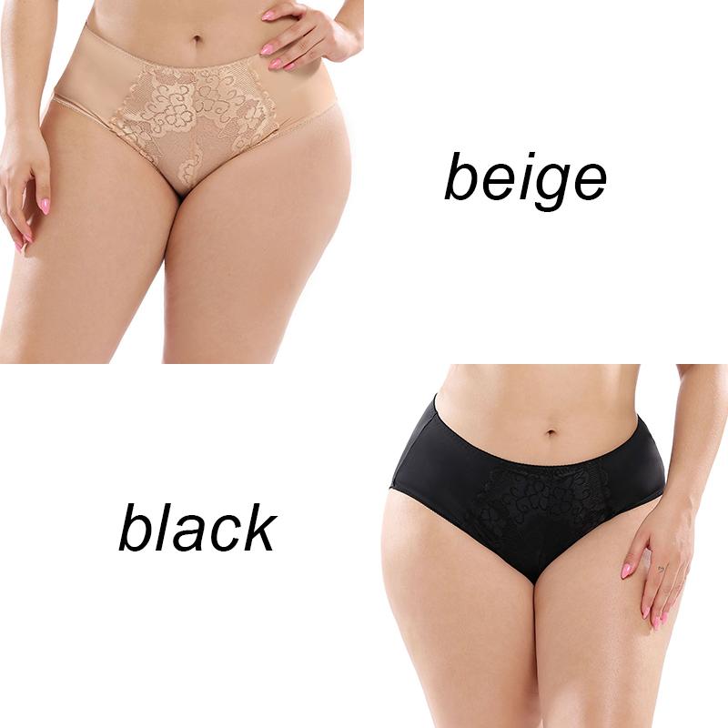 2PCS Plus Size Ladies Panties Sexy High Waist Briefs Fat Ladies Lace Panties L-5XL