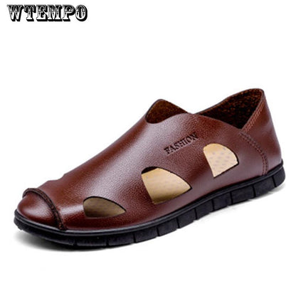 Sandals Summer Men's Quality Shoes Leather Men Sandals Comfortable Slip on Slippers