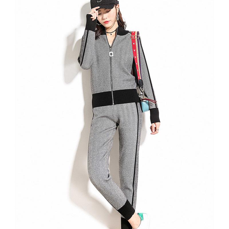 2pcs/set 2Pcs Set Women Sport Tracksuit Zipper Hoodies Sweatshirt Pants Set Jogger Sport Wear Ladies Casual Sweat Autumn Streetwear Suit