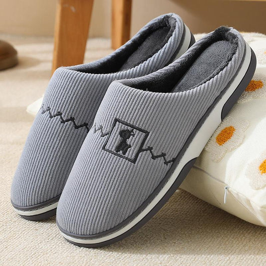 Winter Couples Warm Non-slip Cotton Slippers Large Size Thick-soled Cute Indoor Cotton Slippers