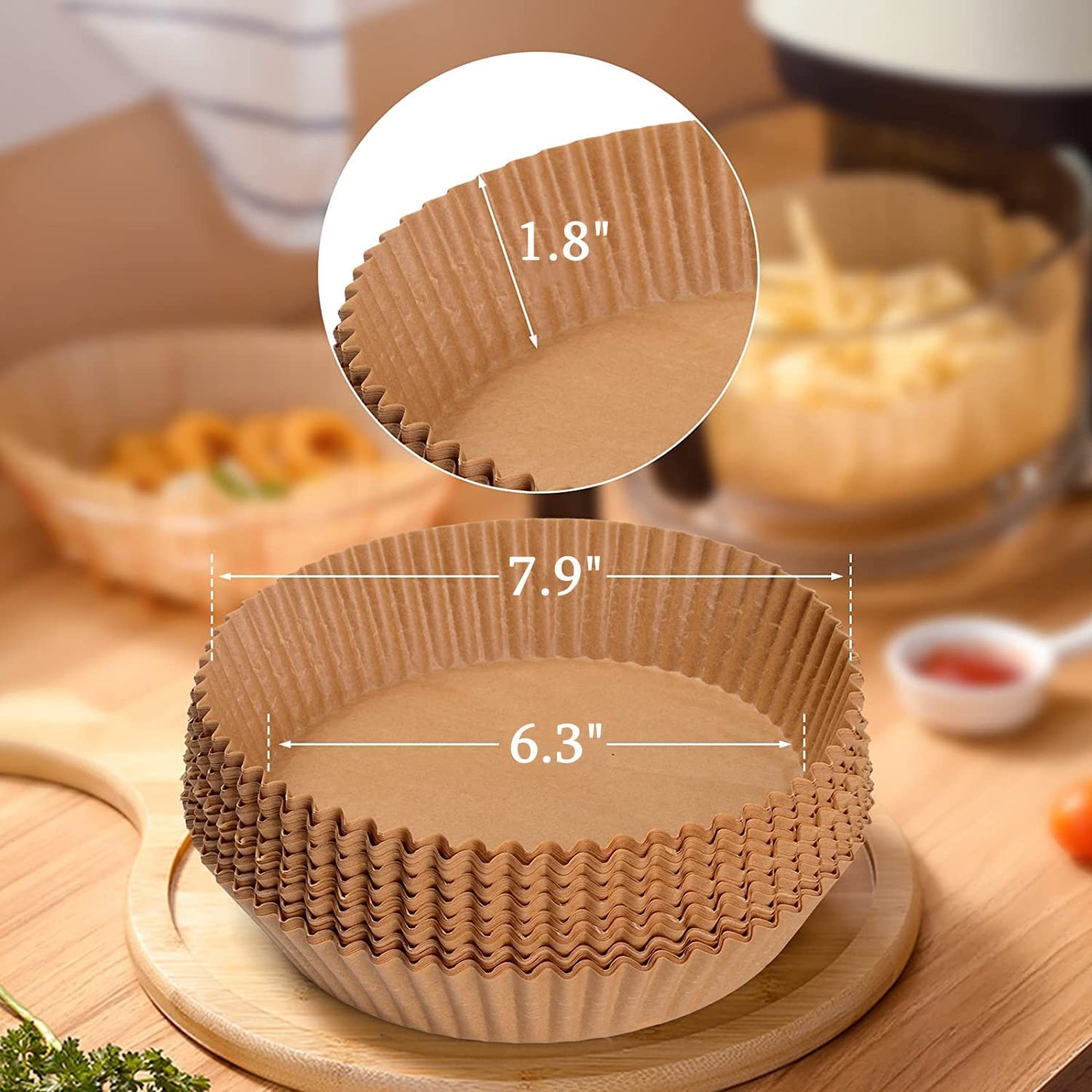 Air Fryer Liners 200 PCS Air Fryer Disposable Paper Liner Round Air Fryer Parchment Paper Non-stick Airfryer Parchment Liners for Baking 6.3 Inches