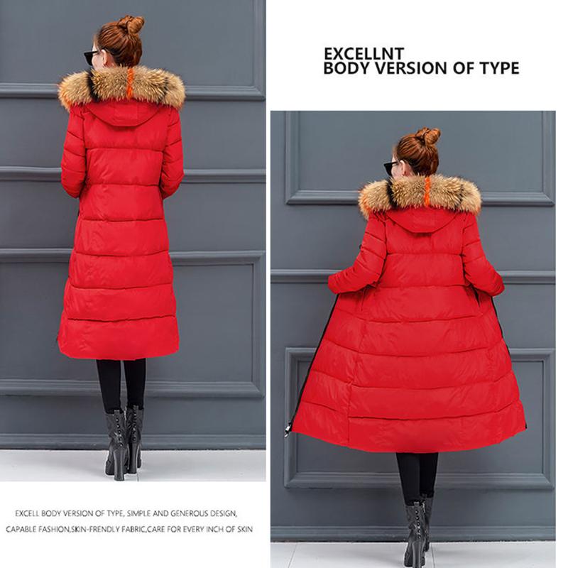 Winter Ladies Down Padded Jacket Fashion Plus Fleece Hooded Padded Jacket Thick Warm Long Coat